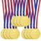 12 Pack Gold Winning Metal Awards Medal for Contests, 1.5" Diameter with Neck Ribbon for Sports Game Participation, Tournaments, and Competitions for Kids and Adults